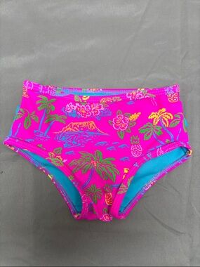 Ruffle Butts Neon Island Flamingo Tropical Swimsuit Bikini Bottom 12-18 M New